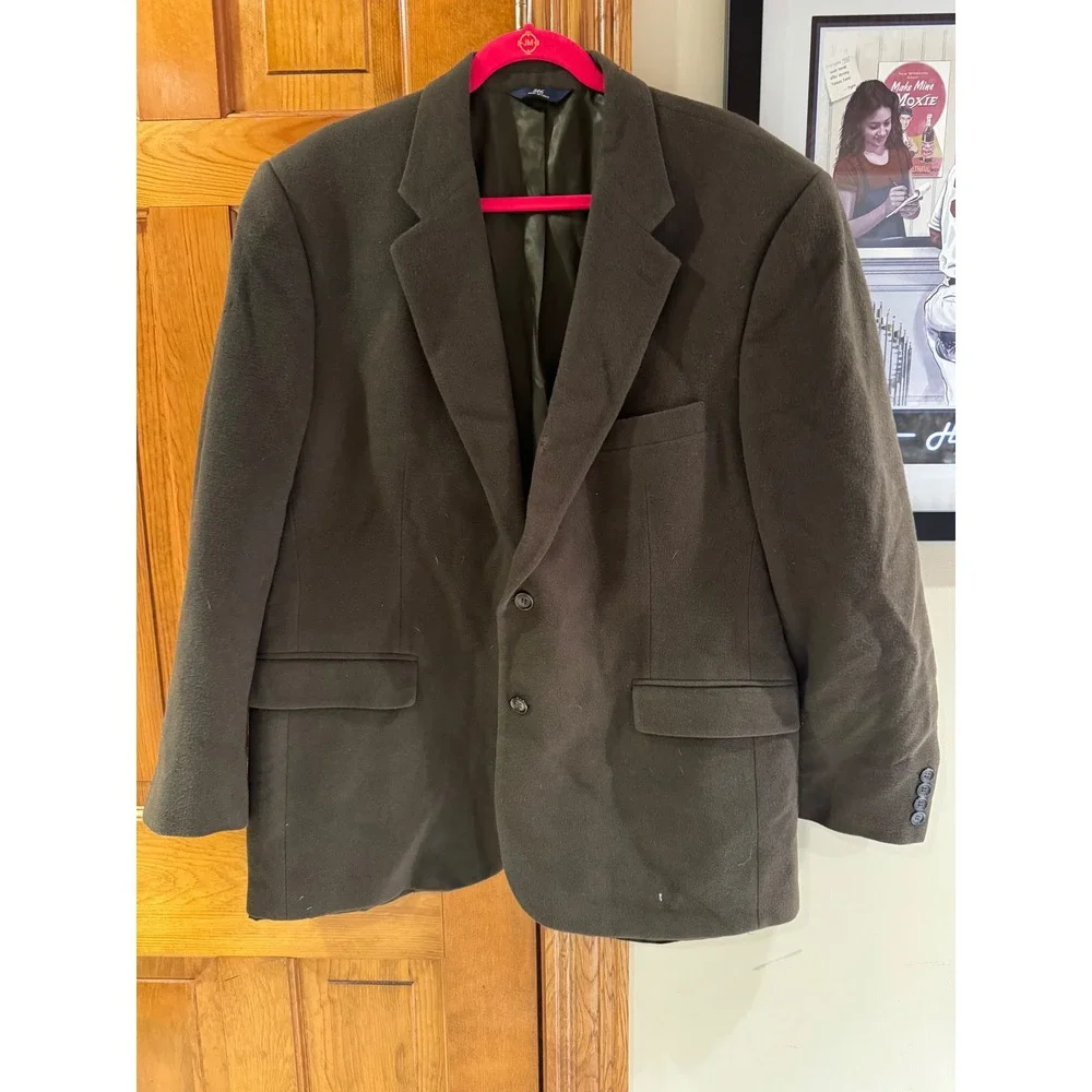 Brooks Brothers 346 Mens 46R‎ Blazer 100% Camel Hair Olive Brown Sport Coat